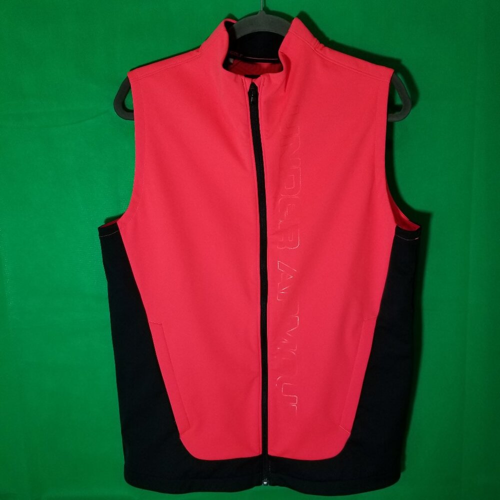 Under Armour Storm Golf Vest Orange Black Full Zip Cold Gear Men Small Loose